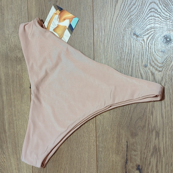 Naked Wardrobe Swim High Cut Tan Bikini Bottom M NWT - Picture 4 of 8